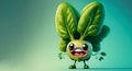 Cute happy Cartoon spinach Character, generative Ai Royalty Free Stock Photo