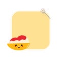 Cute happy cartoon style spaghetti dish with tomato sauce character blank square frame, card template, background Royalty Free Stock Photo