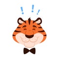 Cute happy cartoon tiger portrait isolated Royalty Free Stock Photo