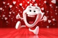 Cute happy character valentine cartoon illustration funny heart smile healthy love health