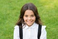 She is so cute. happy childhood. back to school. Small girl wear school uniform. beauty and fashion. beautiful student Royalty Free Stock Photo