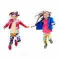 Cute happy children jumping on white background Royalty Free Stock Photo