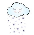 Cute Happy Cloud with Snowflakes, Print or Icon Vector Illustration