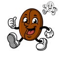 Cute Happy Coffee Bean Vector Character Illustration