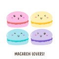 Cute happy colorful macarons vector design