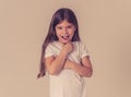 Portrait of a beautiful clever child with a happy, cheerful face looking confident. Human emotions Royalty Free Stock Photo