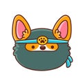 Cute happy corgi dog face in ninja mask