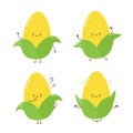 Cute happy corn character set collection