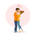 Cute happy couple in love embrace and kissing Royalty Free Stock Photo