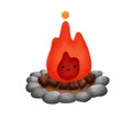 Cute and happy cozy bonfire with rock for camping outdoor adventure