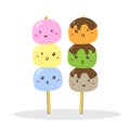 Cute happy dango mochi snack vector design