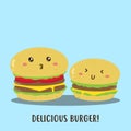 Cute happy delicious burgers vector design