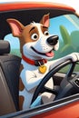 Cute happy dog driving car having fun Royalty Free Stock Photo