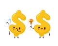 Cute happy dollar with question and lightbulb