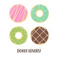 Cute happy donuts collection vector design
