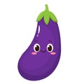 Cute happy eggplant cartoon emoji