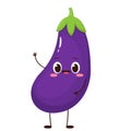 Cute happy eggplant cartoon emoji