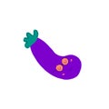 Cute happy eggplant characters. Vector flat illustration isolated on white background. Doodle character cartoon eggplant Royalty Free Stock Photo