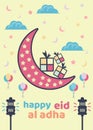 Happy Eid Mubarak Greeting Card for Kids, Eid Al-Adha greeting card.