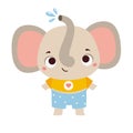 Cute happy elephant. Cartoon animal character for kids and children clip art Royalty Free Stock Photo