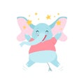 Cute Happy Elephant Surrounded By Golden Stars, Funny Animal Cartoon Character Vector Illustration Royalty Free Stock Photo