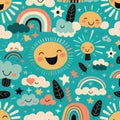 Cute and happy fantasy background pattern