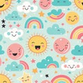 Cute and happy fantasy background pattern