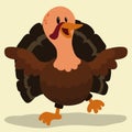 Cute and Happy Farm Turkey, Vector Illustration