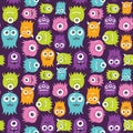 Cute Happy Flying Aliens, Seamless Pattern