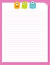 Cute Happy Flying Aliens, Stationery Template