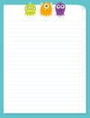 Cute Happy Flying Aliens, Stationery Template