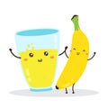 Cute happy fresh banana smoothie vector design