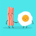 cute happy fried egg and bacon characters vector design Royalty Free Stock Photo