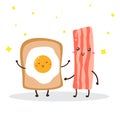 cute happy fried egg on bread and bacon characters vector design Royalty Free Stock Photo