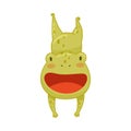 Cute happy frog jumping. Green funny amphibian toad character cartoon vector illustration Royalty Free Stock Photo