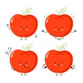 Cute happy funny apple set collection