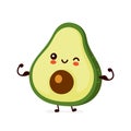 Cute happy funny avocado show muscle