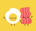 Cute happy funny bacon and fried egg Royalty Free Stock Photo
