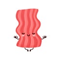 Cute happy funny bacon meditate Royalty Free Stock Photo