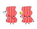 Cute happy funny bacon with question mark and idea Royalty Free Stock Photo
