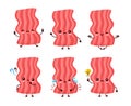 Cute happy funny bacon set collection Royalty Free Stock Photo