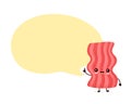 Cute happy funny bacon with speech bubble Royalty Free Stock Photo
