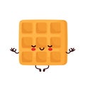 Cute happy funny belgian waffle meditate