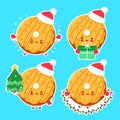 Cute happy funny christmas donut