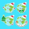 Cute happy funny christmas Earth planet