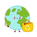 Cute happy funny Earth planet character
