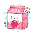 Cute happy funny flavored strawberry milk