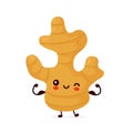 Cute happy funny ginger root show muscle