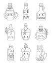 Cute happy funny herbal oil bottle. Coloring Page