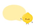 Cute happy funny lemon fruit with speech bubble
